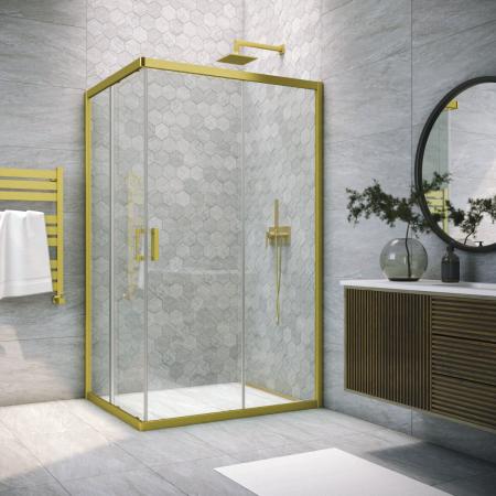 Душевой уголок Vegas-glass ZA-F NOVO h2000 80*70 03 01, профиль золото матовое, стекло прозрачное