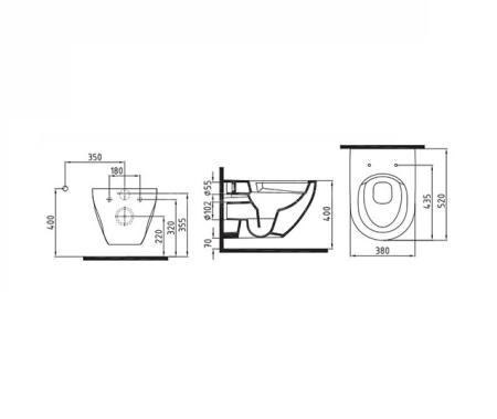 Унитаз Bien Dune безободковый подвесной с функцией биде DNKA052N1VP1W3000