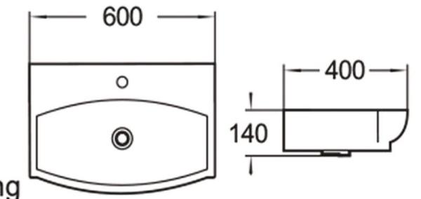 Раковина SantiLine SL-2025 60x40 на столешницу керамическая Белый