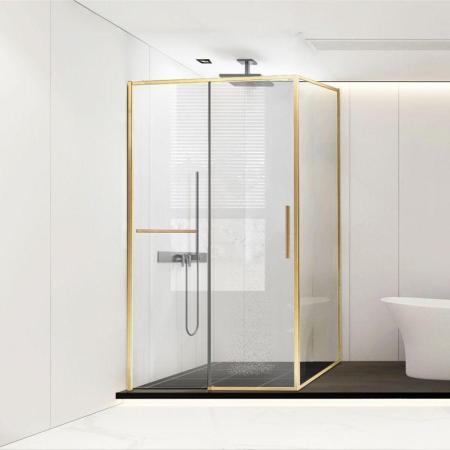 Душевой уголок Vincea Slim Soft VSR-1SS9013CLG, 1300*900, брашированное золото, стекло прозрачное