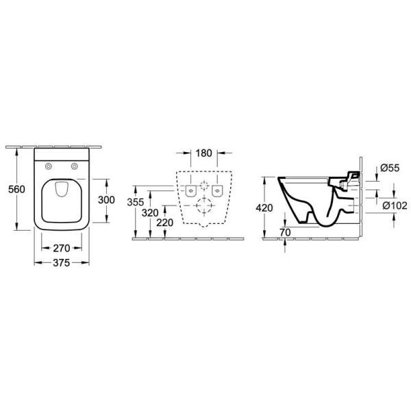 Унитаз Villeroy&Boch FINION PLUS 4664R0R1 подвесной