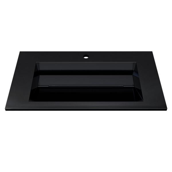 Раковина для ванной полувстраиваемая Uperwood Next Premium 80 см, прямоугольная, черный глянец