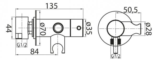 Смеситель CEZARES CZR-DA1-01 для душа, со штуцером с держателем хром