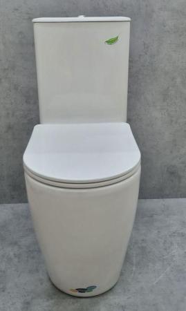 Унитаз Ceramalux 1289A напольный безбодковый с бачком ( GEBERIT ) сиденье микролифт, белый