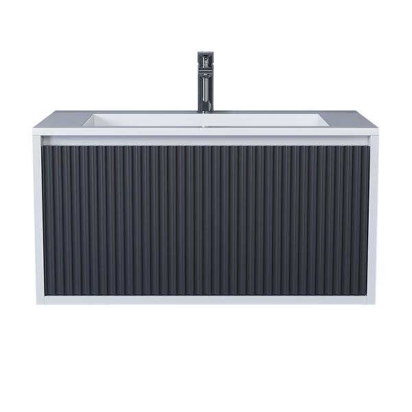 Тумба под раковину для ванной Uperwood Next Premium подвесная, 100 см, белая/графит, 1 ящик