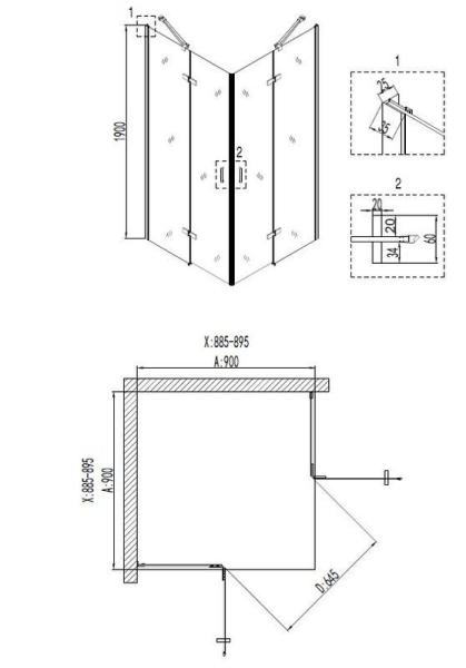Душевой уголок Niagara Nova NG-6613-08 (90*90*190) квадрат, двери распашные