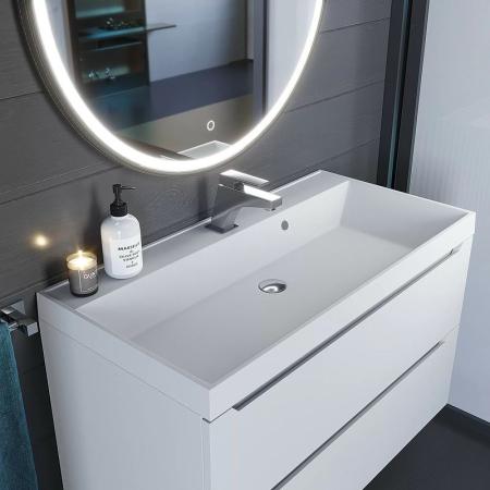 Раковина кварцевая Uperwood Classic Quartz 100 см, белая матовая, жасмин