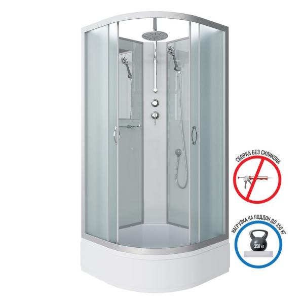 Душевая кабина Niagara NG-3302-14BKT 1000х1000х2100-2400 средний поддон 26см стекло матовое