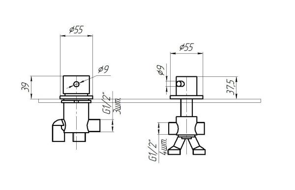 Смеситель на борт ванны Радомир МиниБриз-GOLD 1-27-3-0-0-608 золото