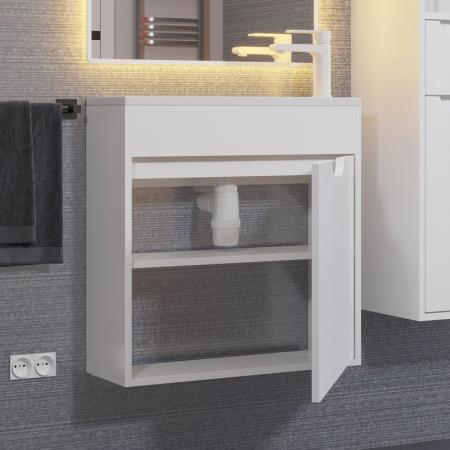 Тумба с раковиной для ванной Uperwood Modul 60 см, подвесная, матовая, белая