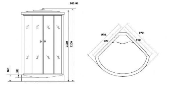 Душевая кабина Niagara Ultra NG-902-01 (1000х1000х2200) низкий поддон(16см) стекло ТОНИРОВАННОЕ