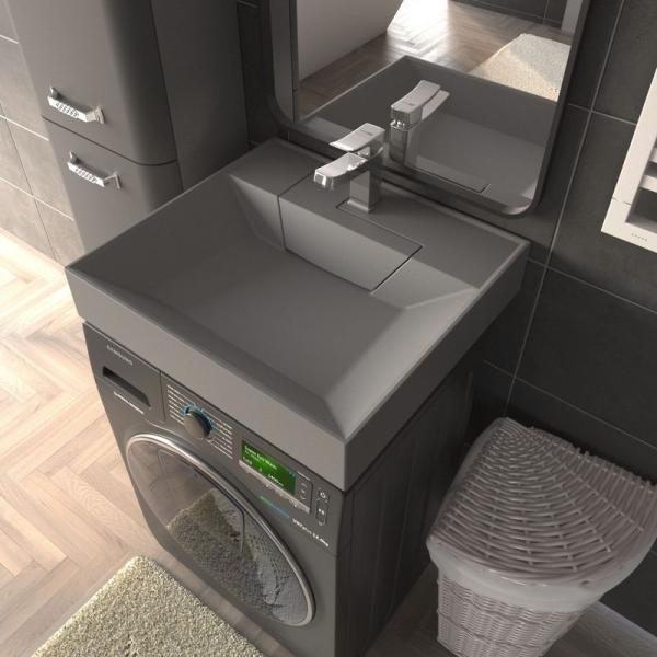 Раковина над стиральной машиной Uperwood Top 60*55 см, серая матовая