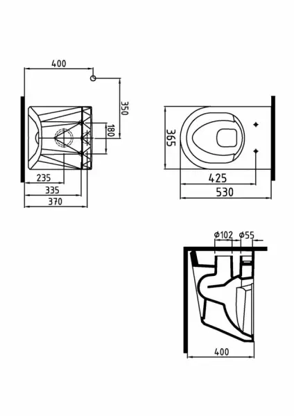 Унитаз Bien MOLY подвесной безободковый сиденье микролифт MLKA052N1VP0W3000