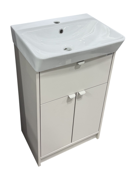 Тумба c раковиной Comforty Руза-50 00-00022855CF напольная серый шелк с ручками серый шелк с раковиной COMFORTY 9055RA-50