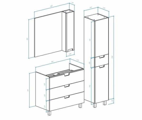 Тумба под раковину Bellezza Пегас 90 напольная с 3 ящ. бежевая