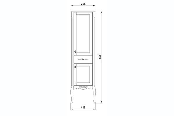 Пенал ASB-Woodline Модерн 40 Белый Патина Серебро