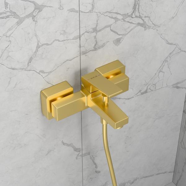 Смеситель VitrA Minimax Square  A4352025EXP настенный однорычажный брашированное золото латунь
