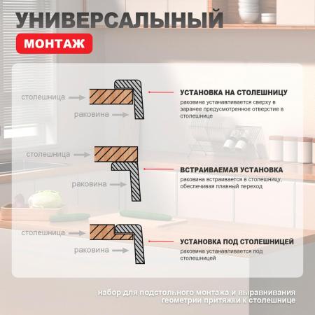 Кухонная мойка RAGLO R701.6050.03, золотой сатин