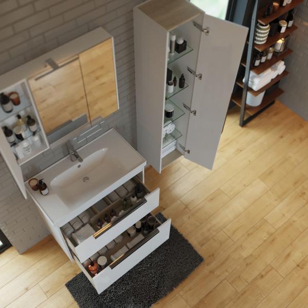 Пенал Dreja PRIME, 35 см, подвесной/напольный, универсальный, белый глянец 99.9303