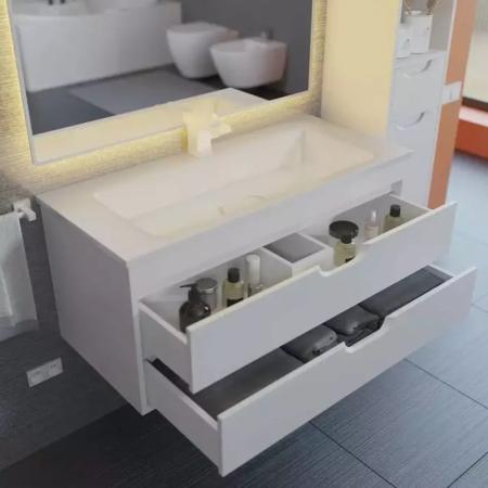 Тумба под раковину для ванной Uperwood Modul 100 см, подвесная, глянцевая, белая