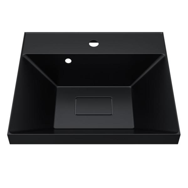 Раковина для ванной Uperwood Classic New 50х45х16 см, черная глянцевая, с накладкой для слива