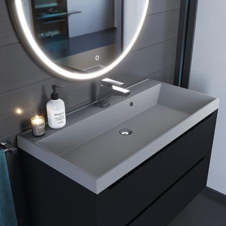 Раковина кварцевая Uperwood Classic Quartz 90 см, серая матовая, бетон