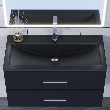 Раковина кварцевая Uperwood Foster Quartz 90 см, черная матовая, космос
