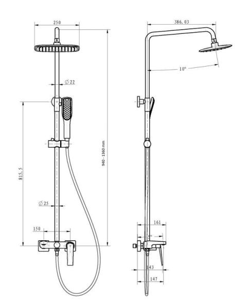 Душевая система Boheme Venturo золото 388