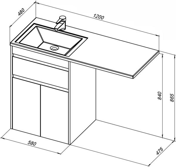 Тумба под раковину Aquanet Токио 58 белый (напольная, 1 ящик, 2 дверцы)