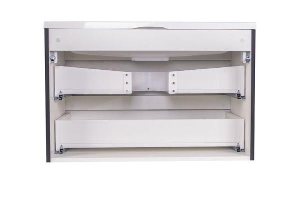 Тумба под раковину Style line El Fante подвесная Бергамо мини 80 (2 ящ.) Люкс антискрейтч черный, PLUS