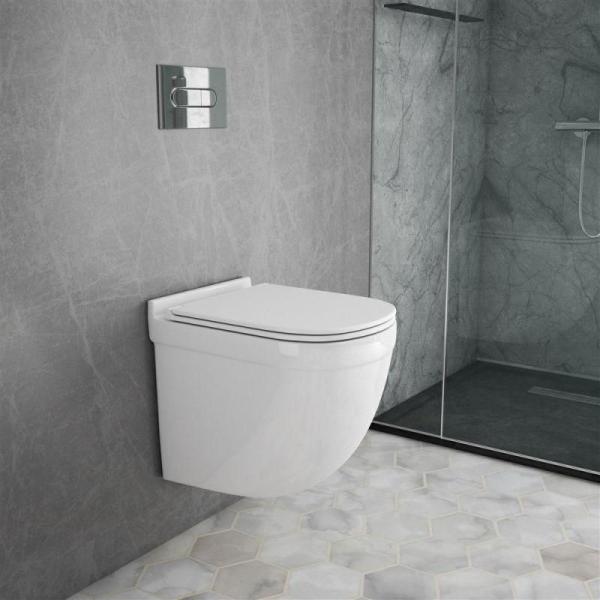 Унитаз подвесной Jaquar Solo, безободковый, сиденье и крышка slim SLS-WHT-6953BIUFSM