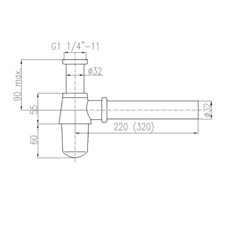 Сифон для раковины, диаметр 32мм с накидной гайкой 5/4" Rav Slezak MD0545Z, цвет Золото
