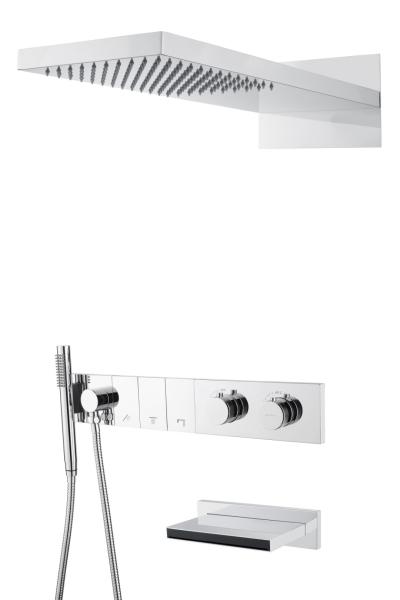 Встроенная душевая система Boheme с изливом ZODIAC с термостатом, трехпозиционная Chrome 133-2-CR