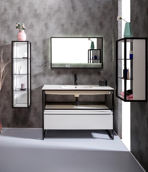 Пенал Boheme LOFT низкий белый, полки стекло 895-W