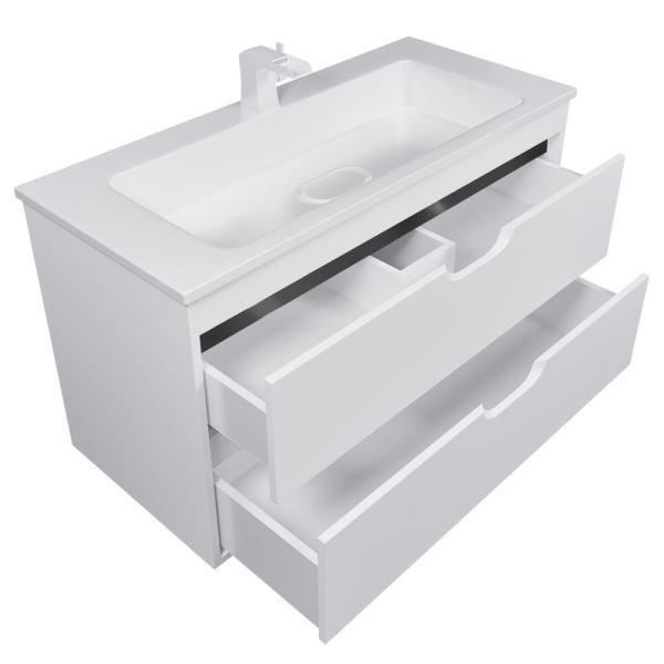 Тумба под раковину для ванной Uperwood Modul 100 см, подвесная, матовая, белая/графит