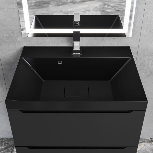 Раковина для ванной Uperwood Classic New 60х45х16,3 см, черная глянцевая, с накладкой для слива