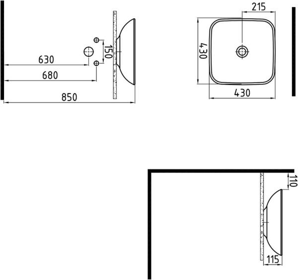 Раковина на столешницу Bien Harmony HRLG04301FD0W3000 43 см