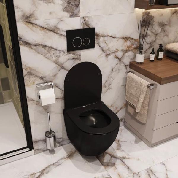 Унитаз Cerutti SPA TICINO Aria MB подвесной безободковый черный матовый CT8918 (485х365х350)