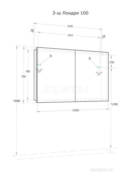 Зеркальный шкаф AQUATON Лондри 100 1A267302LH010