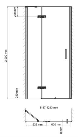 Душевая дверь WasserKraft 10H05LWHITE 120 см, распашная, левая
