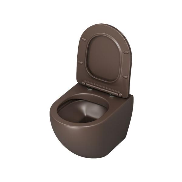 Унитаз Grossman GR-4455BRMS Color (485*365*360) КОРИЧНЕВЫЙ МАТОВЫЙ подвесной Безободковый с тонкой крышкой