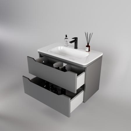 Тумба подвесная Style Line Марелла 80 (2 ящ.) Люкс антискрейтч серый, PLUS
