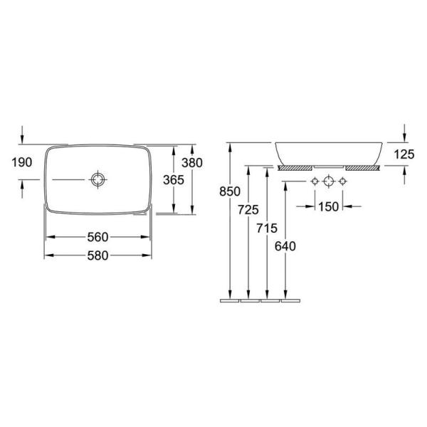 Раковина Villeroy&Boch ARTIS 417258R1 58х38см накладная