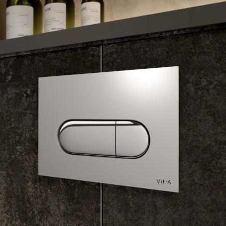 Инсталляция с унитазом VitrA Integra Square  9856B003-7207 комплект 4 в 1 с сиденьем микролифт безободковый цвет клавиши глянцевый хром