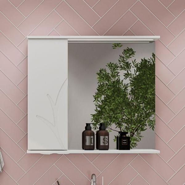 Зеркало-шкаф Volna Adel 80 левый белый глянец