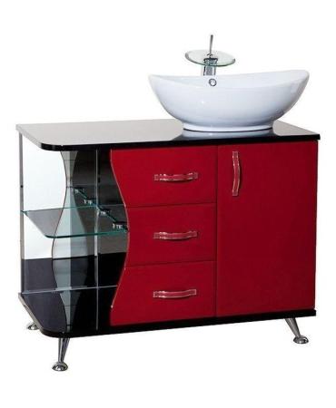Тумба под раковину Bellezza Рио 90 R напольная с 3 ящ. красная/черная
