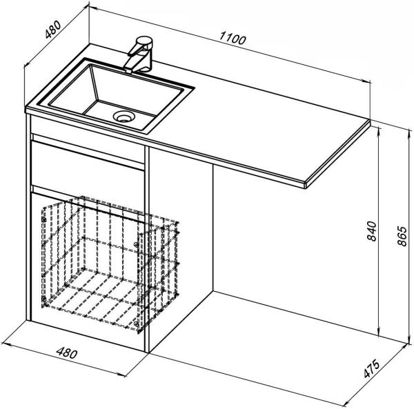 Тумба под раковину Aquanet Токио 48 белый (напольная, 1 ящик)
