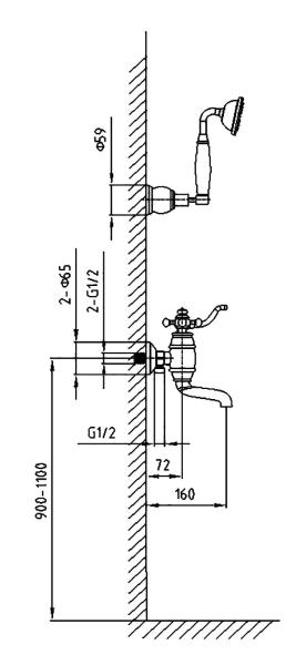 Смеситель для ванны с душем Timo Lina (7034/02Y antique)