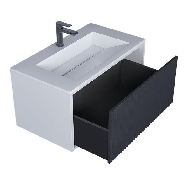Тумба под раковину для ванной Uperwood Next Premium подвесная, 80 см, белая/графит, 1 ящик
