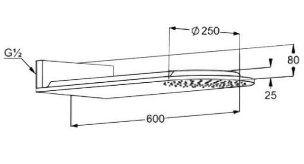Верхний душ Kludi A-Qa 6487005-00 25 см, плоский 2.5 мм, 1 струя, цвет хром